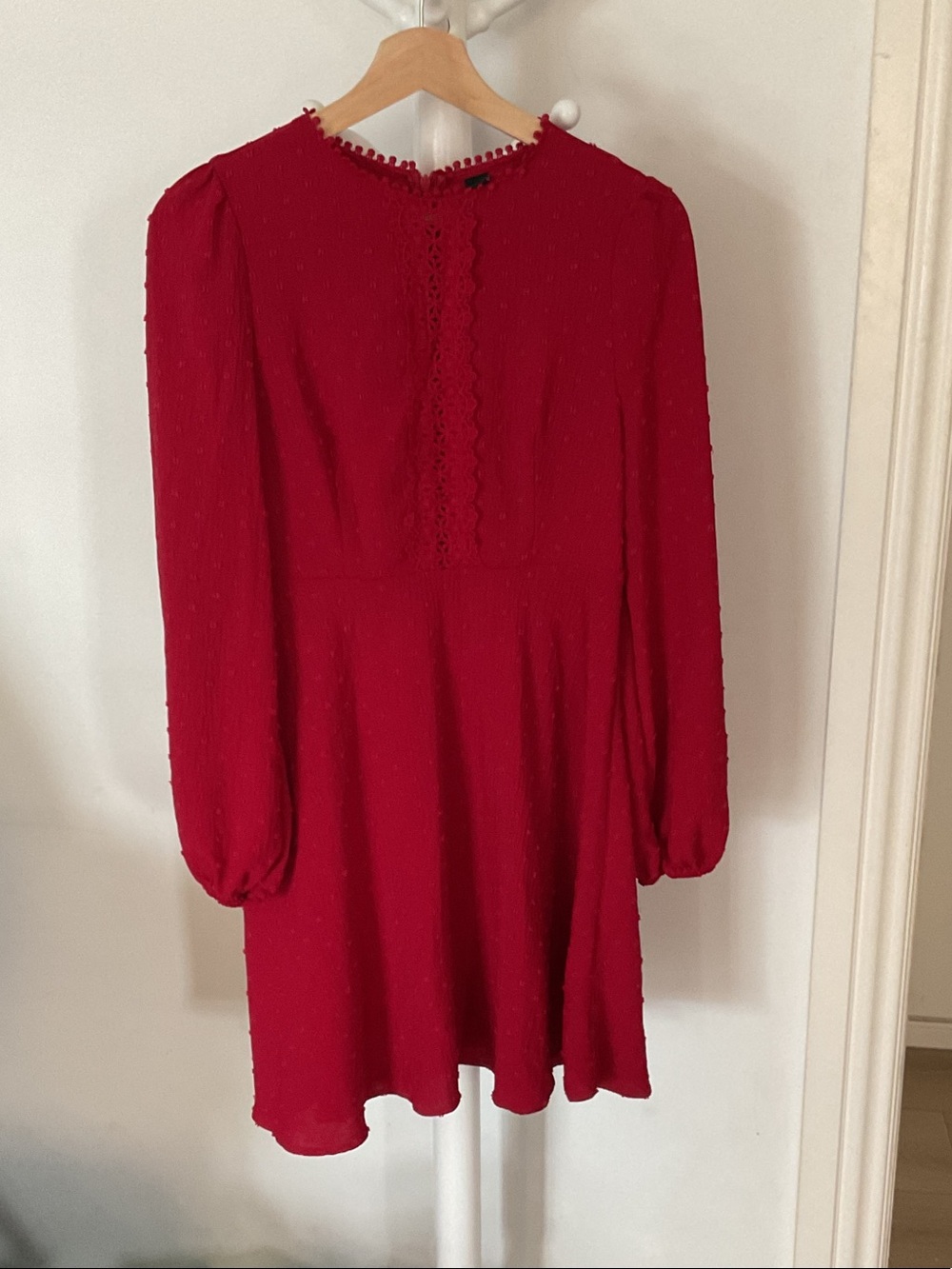 SHEIN Crimson Red Long-Sleeve Mini Dress
